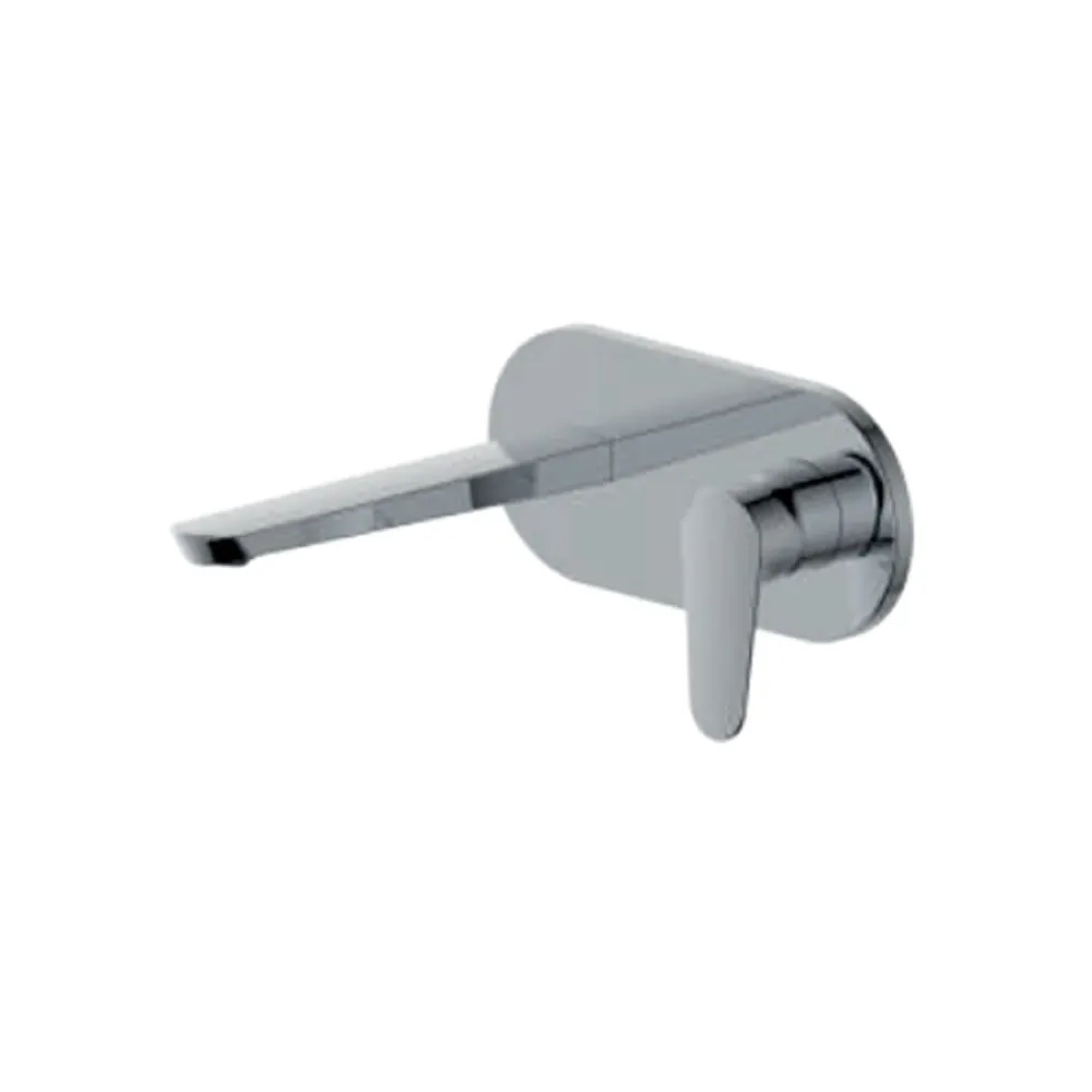 Mitigeur monocommande lavabo mural avec plaque RubiFlux série Ampra bec 20 cm - Chromé