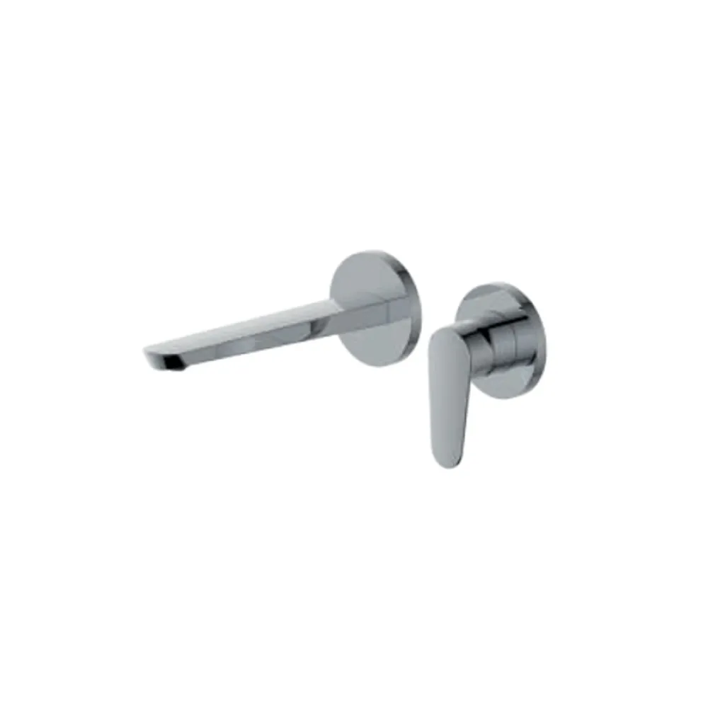 Mitigeur monocommande lavabo mural RubiFlux série Ampra bec 20 cm - Chromé avec Pack de 6