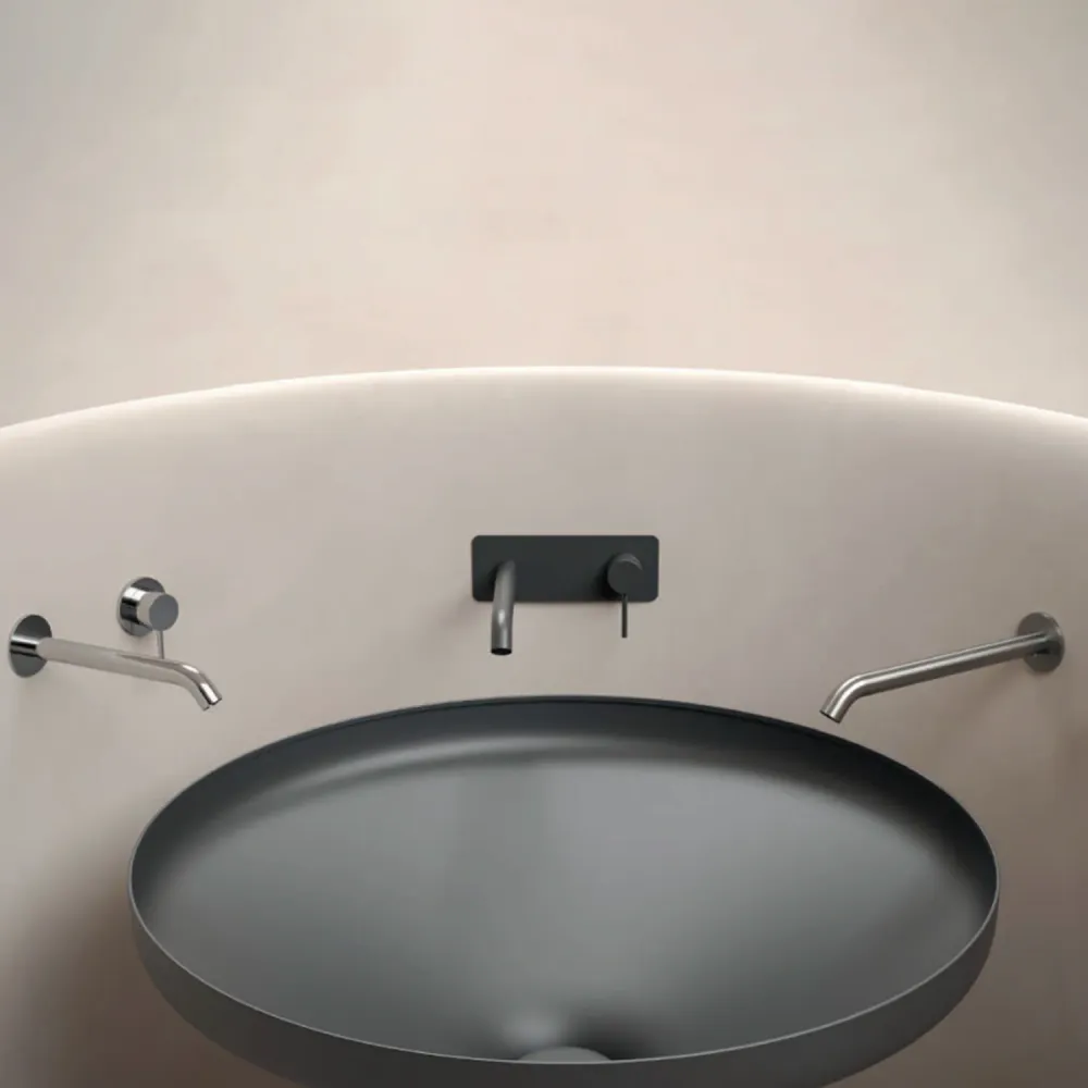 Pièce Détachée d'Origine Mitigeur monocommande lavabo mural RubiFlux série Regal bec 20 cm - Acier chromé brossé