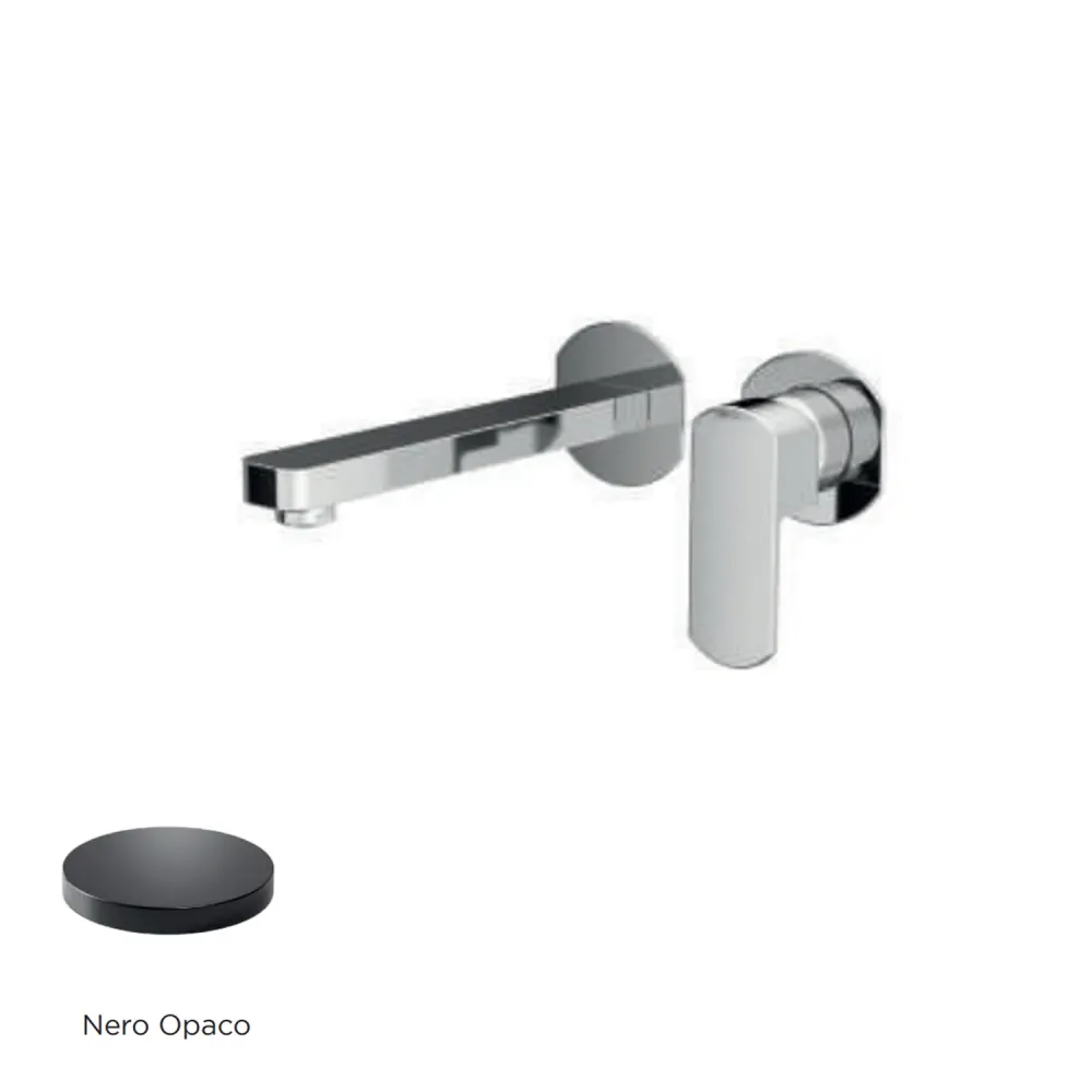 Rondelle Mitigeur monocommande lavabo mural RubiFlux série Dema bec 20 cm - Noir Mat