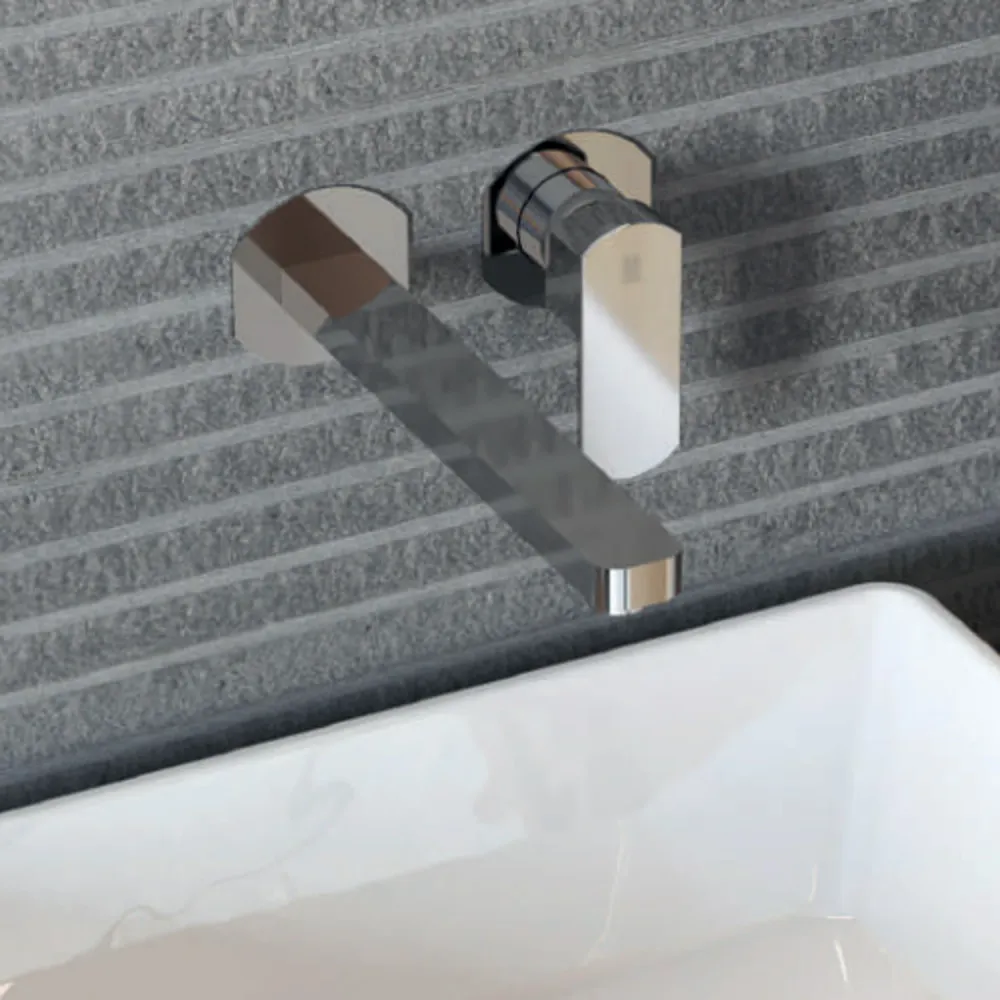 Rondelle Mitigeur monocommande lavabo mural RubiFlux série Dema bec 20 cm - Noir Mat