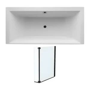 Résistant à la Corrosion Lot baignoire droite 200 X 100 JACOB DELAFON Evok + pare-bain noir mat