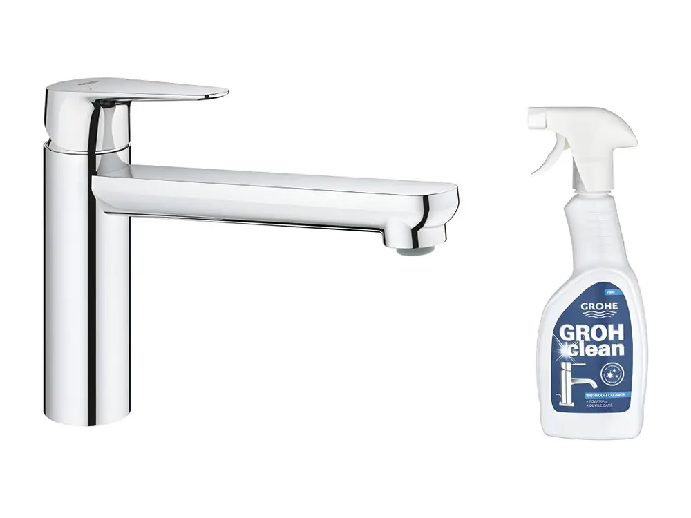 Résistant à la Corrosion Robinet de cuisine bec médium GROHE Start Curve Quickfix chromé + nettoyant GrohClean