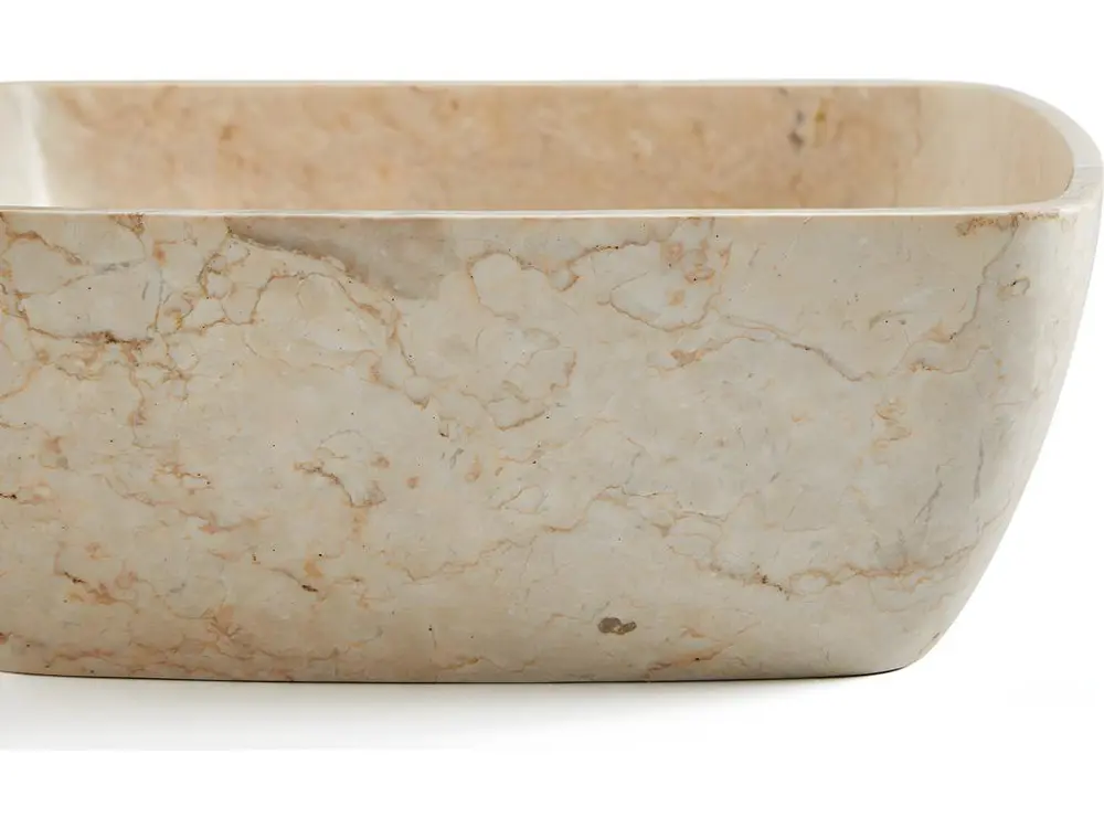 Vasque à poser / lavabo en marbre coloris écru - Longueur 40 x Hauteur 15 x Profondeur 40 cm avec Pack de 6