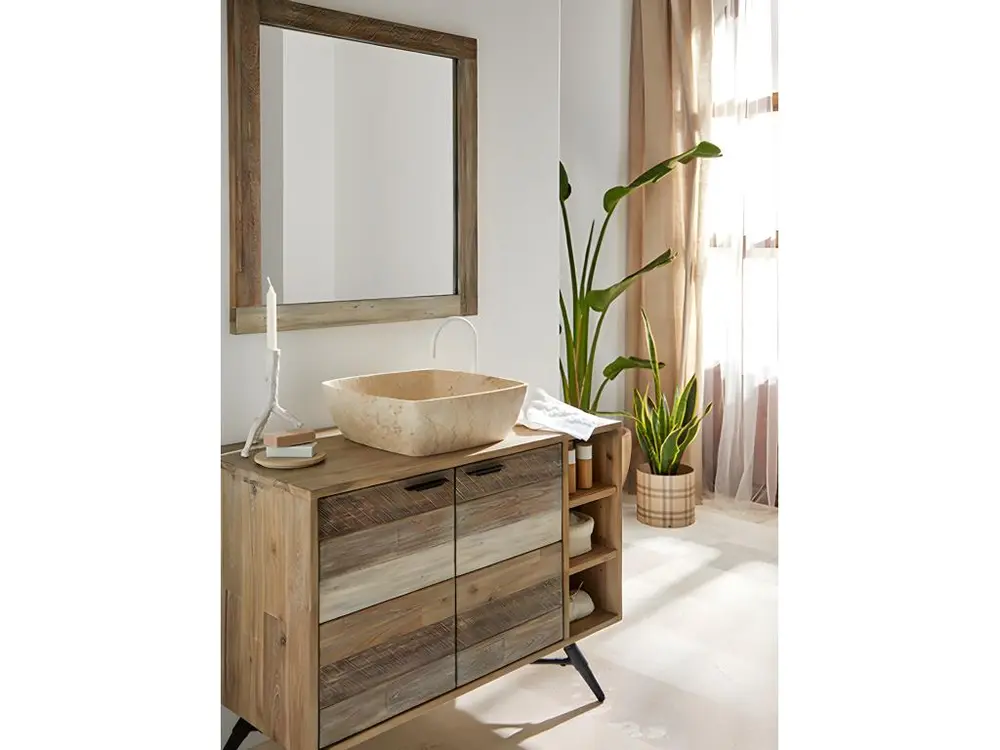 Vasque à poser / lavabo en marbre coloris écru - Longueur 40 x Hauteur 15 x Profondeur 40 cm avec Pack de 6
