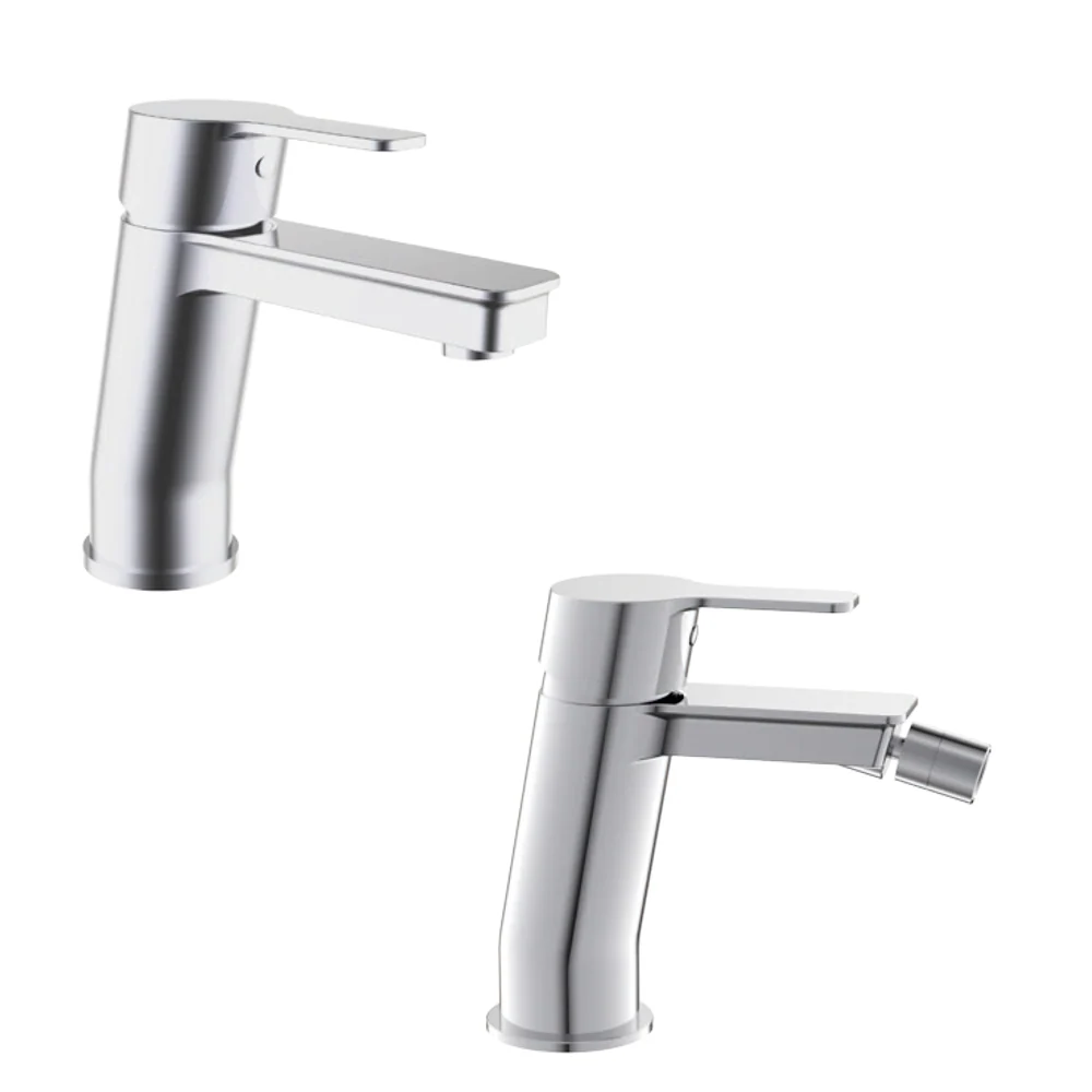Composition Brezza avec mitigeur lavabo + bidet en laiton chromé