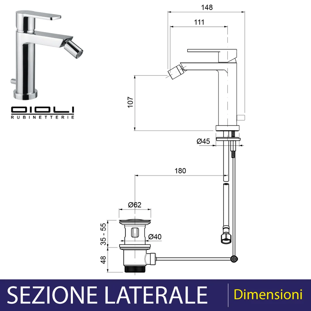 Miscelatore bidet con aeratore snodabile cromo lucido Neuf Detroit