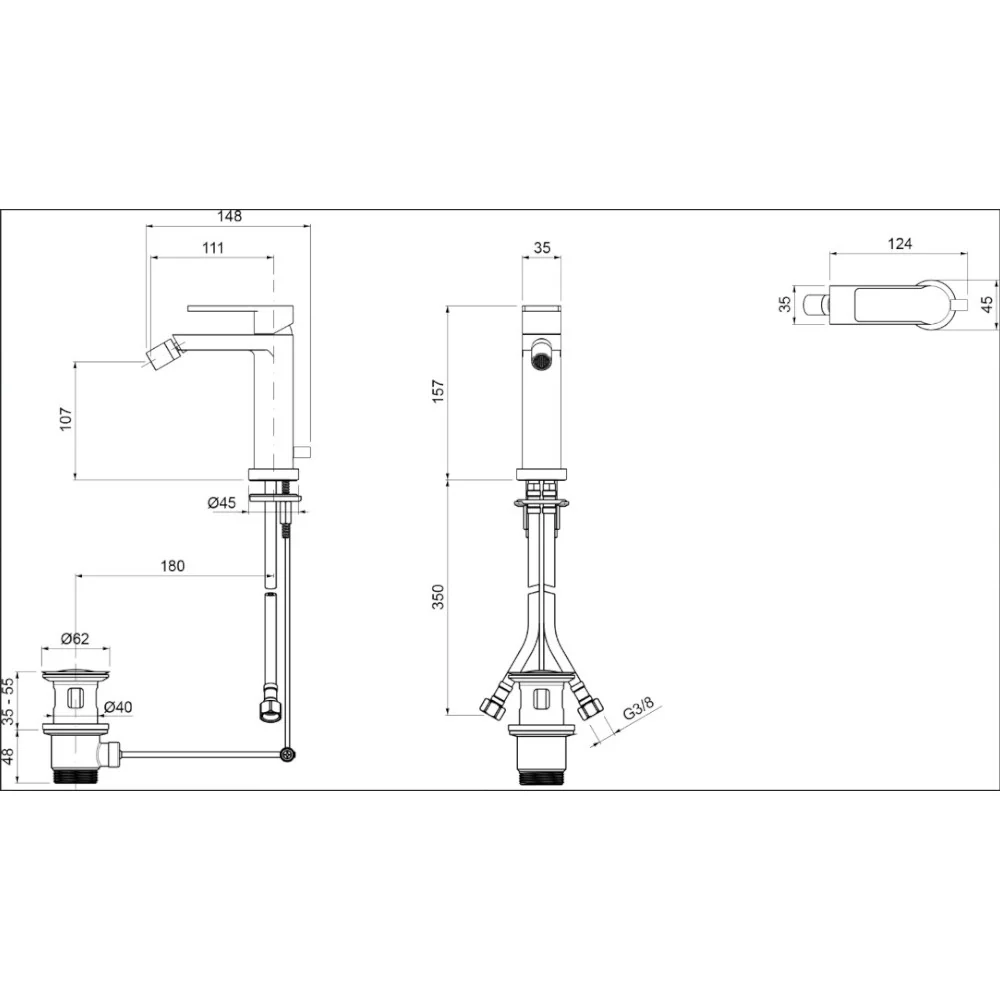 Miscelatore bidet con aeratore snodabile cromo lucido Neuf Detroit