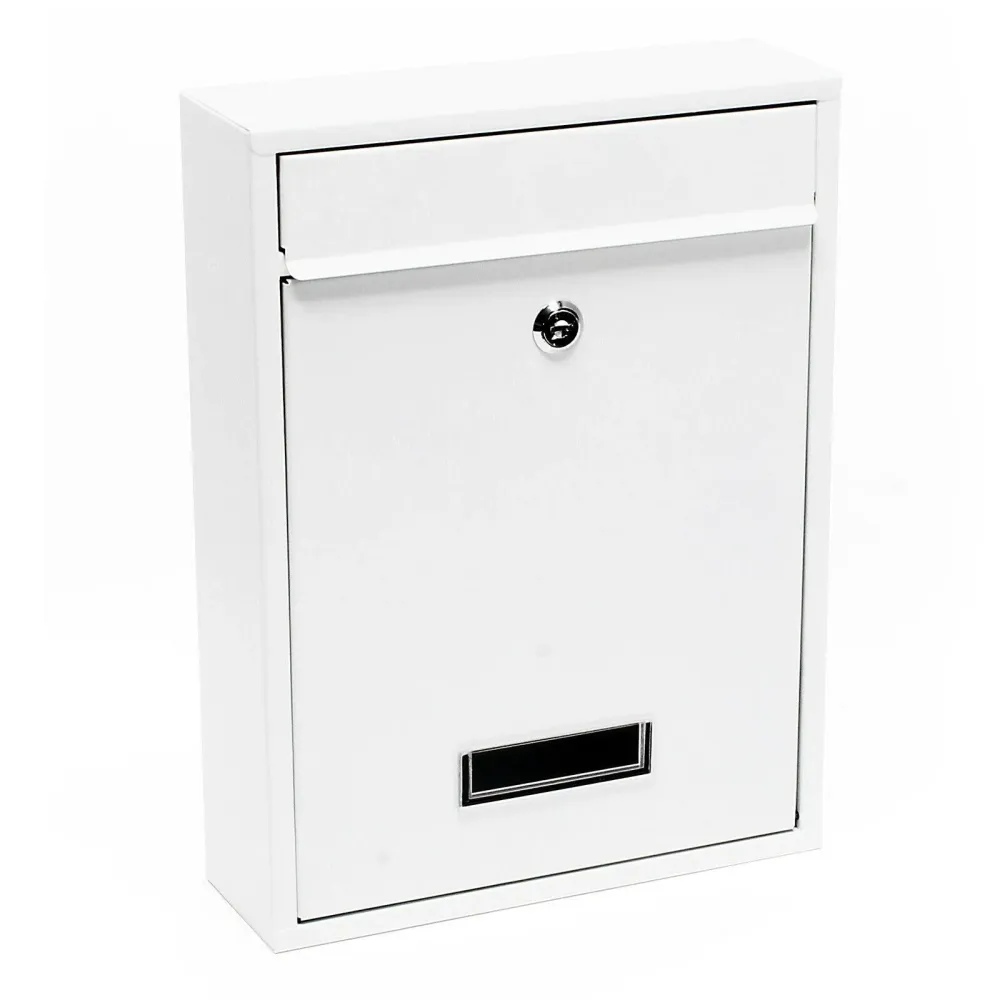 Accessoire de signalisation Boite aux lettres design murale courrier acier galvanisé 26 x 8,5 x 35 cm blanc 16_0000073