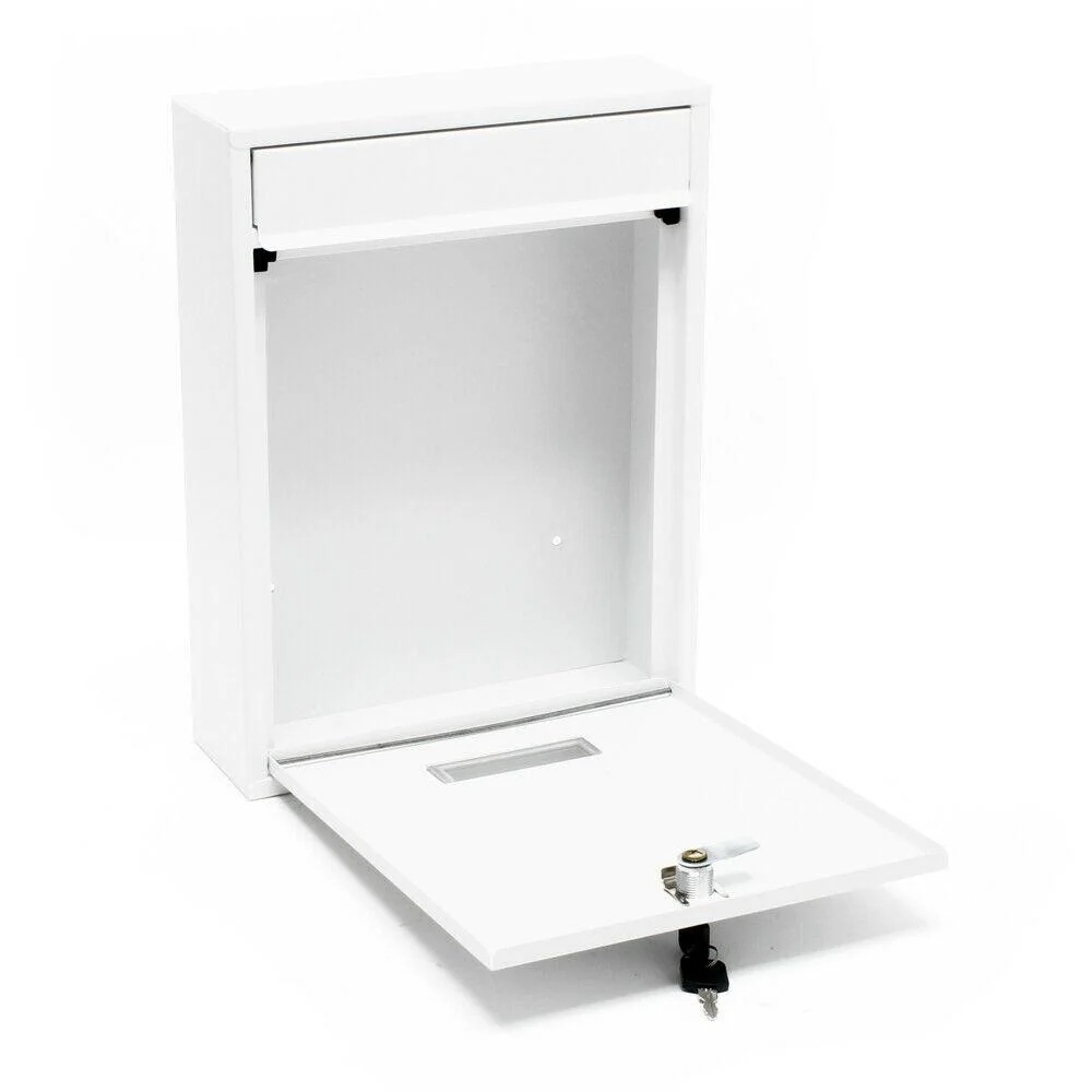 Accessoire de signalisation Boite aux lettres design murale courrier acier galvanisé 26 x 8,5 x 35 cm blanc 16_0000073
