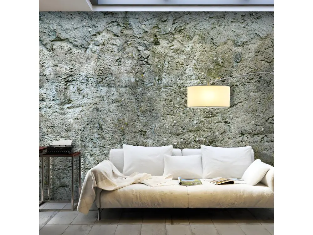 Papier peint intissé Fonds et Dessins Stony Barriere : Taille - 300 x 210 cm Couleur Bleu Canard
