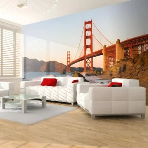 Professionnel Haute Adhérence Papier peint intissé Ville et Architecture Pont du Golden Gate - coucher de soleil, San Fran...