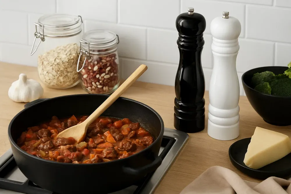 Cookinglife Pepermolen Rocca Zwart Glanzend - RVS Molen - 21.5 cm pour conduit de 150 mm