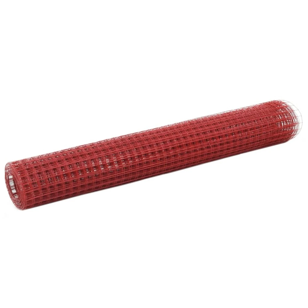 Grillage acier avec revêtement en vinyle 25x1 m rouge
