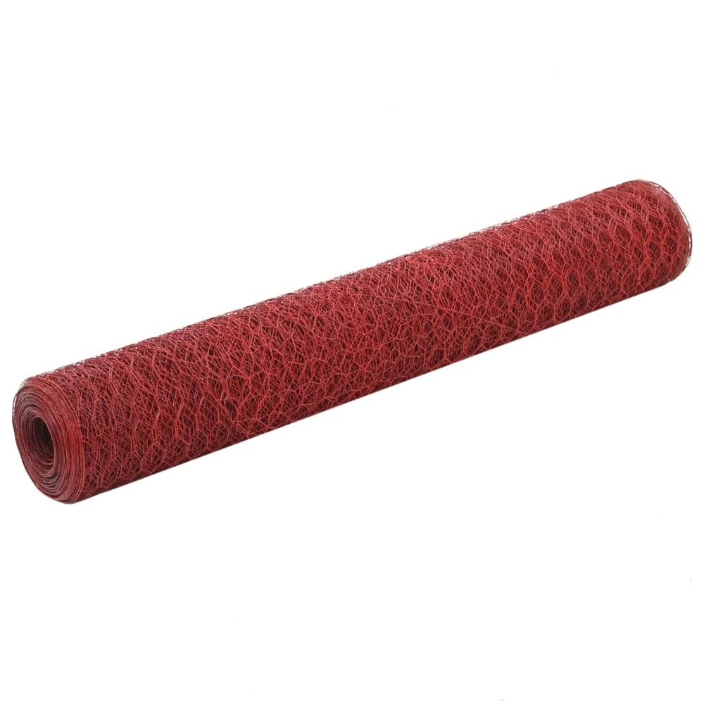 Professionnel Grillage acier avec revêtement en vinyle 25x1 m rouge