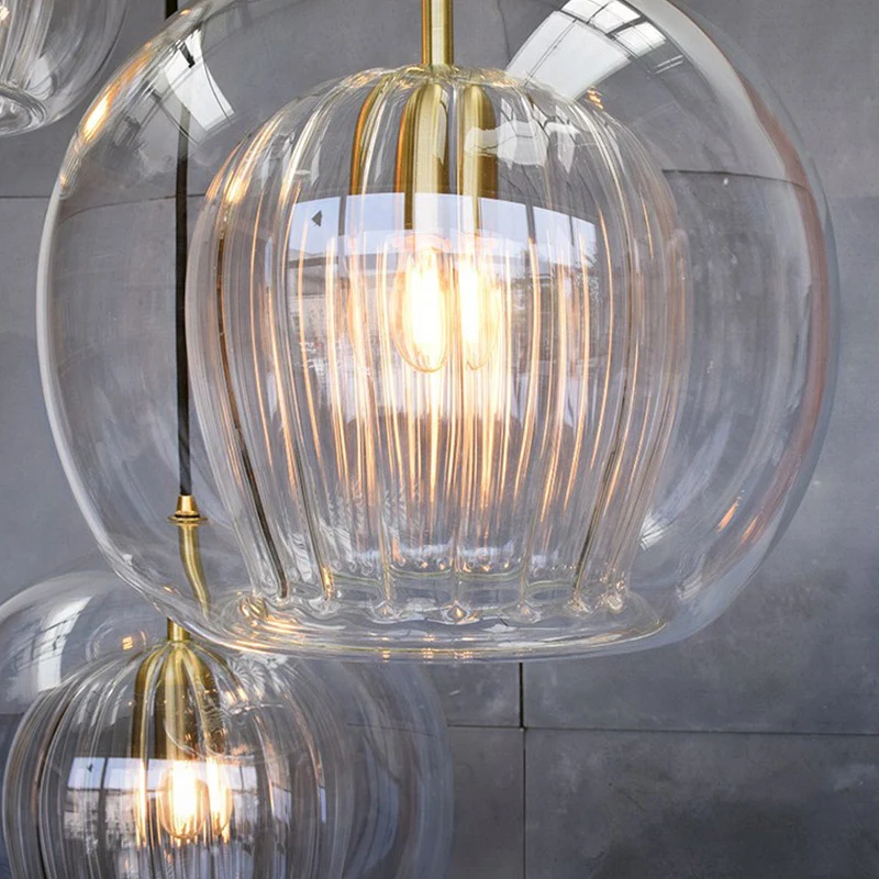 1-Licht-Kugel-Hängelampe, récent, klare Doppelglas-Hängelampe für Wohnzimmer Éclairage chaud 2700K