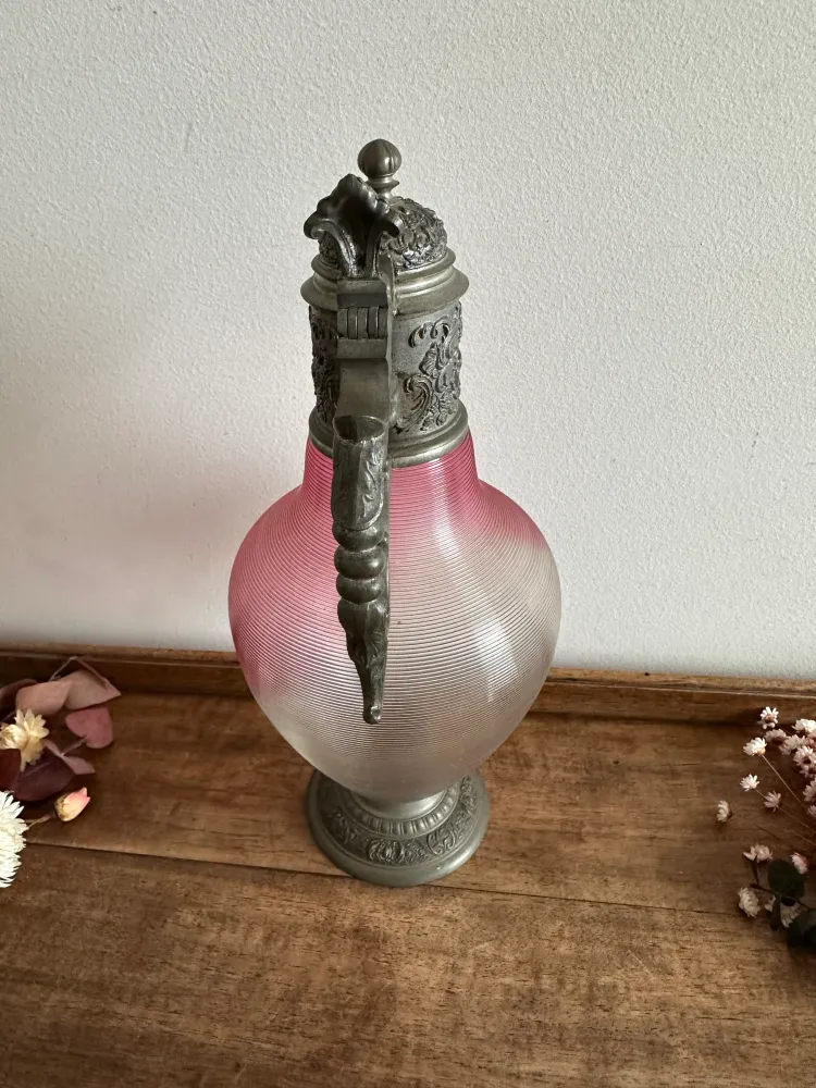 Aiguière en étain et cristal de bohème - Installation Facile