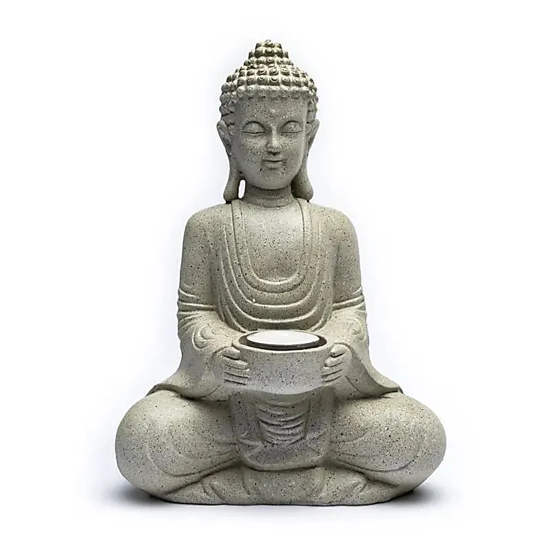Bouddha méditant gris avec bougeoir pour chambre d'enfant