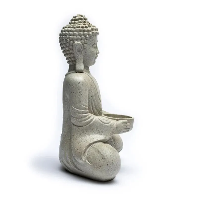 Bouddha méditant gris avec bougeoir pour chambre d'enfant