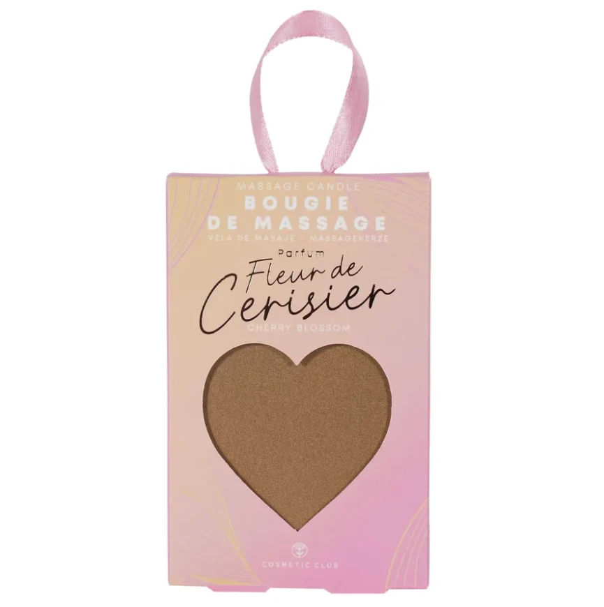 BOUGIE DE MASSAGE FLEUR DE CERISIER avec base en bois