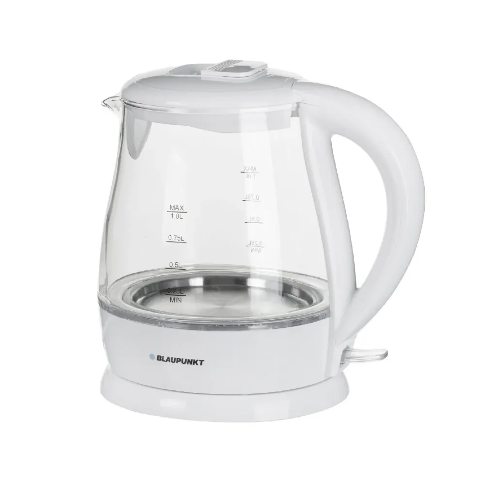 Bouilloire sans fil Verre 1L Protection contre la surchauffe Base pivotante Rétro-éclairage LED Matériau : Verre soufflé