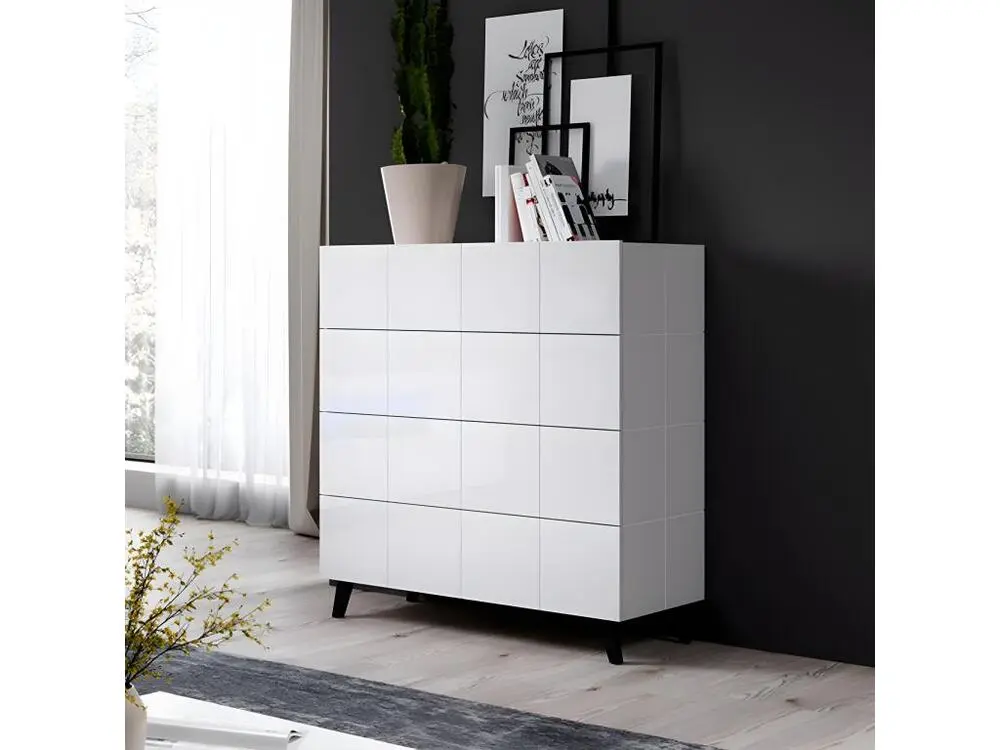Commode design blanc brillant + LED Flow - Sans LED avec 16 couleurs RVB