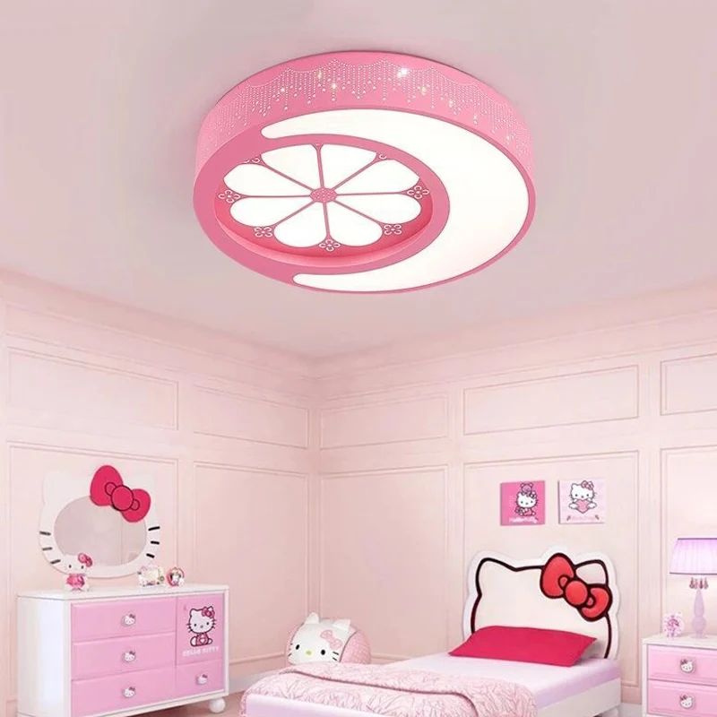 Kit d'Éclairage Ambiance Chambre d'enfant Lune et Fleur Plafonniers Encastrés Lumière Acrylique Art Déco Plafonnier