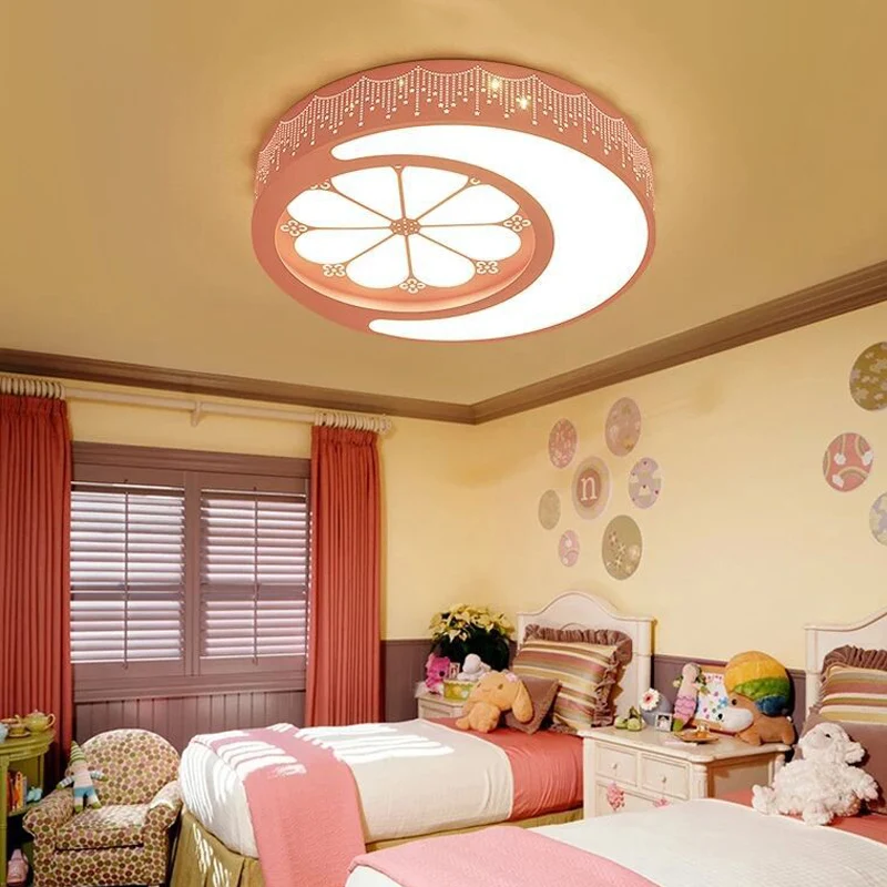 Kit d'Éclairage Ambiance Chambre d'enfant Lune et Fleur Plafonniers Encastrés Lumière Acrylique Art Déco Plafonnier