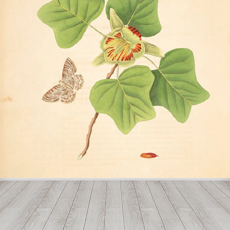 Lampe à lave Beigefarbene Baumzweig-Wandtapete, botanische, zeitgenössische, schmutzabweisende Wandkunst