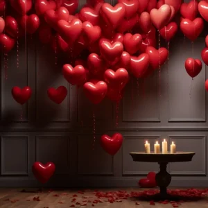 Lampe à lave Toile de fond Saint-Valentin Ballons Cœurs Rouges Chambre à Lumière de Bougies BRP12-210
