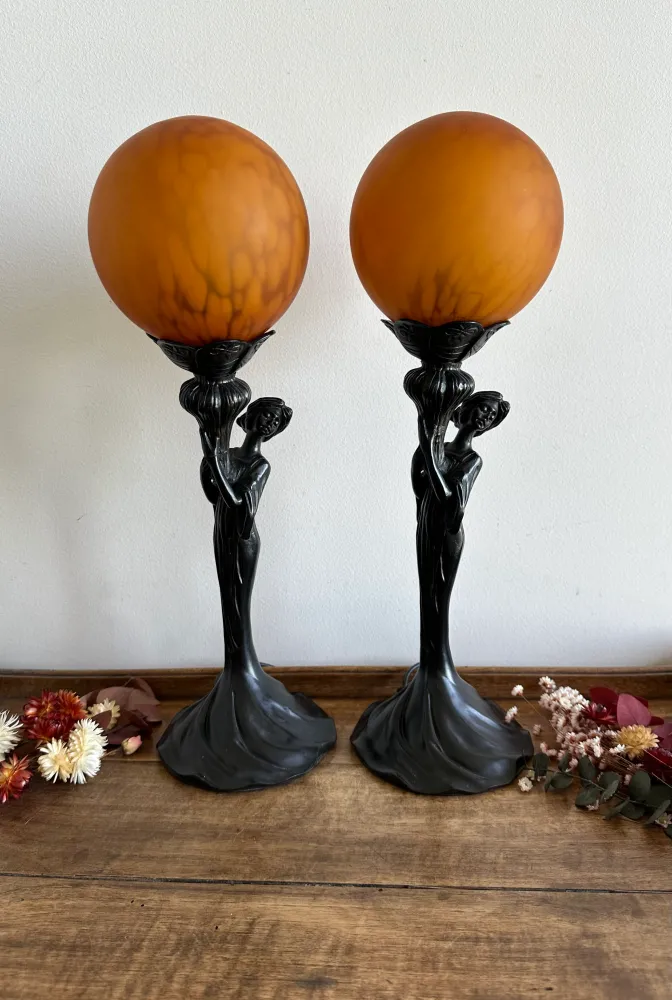 Lampes style Art édit globes orangés Lampe