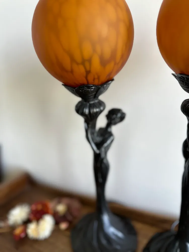 Lampes style Art édit globes orangés Lampe