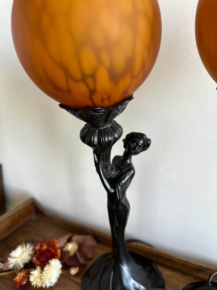 Lampes style Art édit globes orangés Lampe