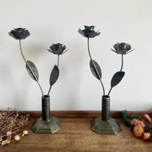 Luminaire Créatif Design Chandeliers en métal à embouts roses sculptées
