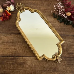 Miroir en bois doré fronton coquillage chantourné avec 16 couleurs RVB
