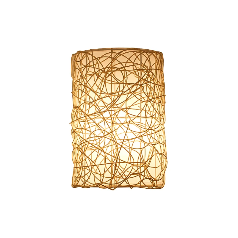 Rattan-Halbzylinder-Wandleuchte im nordischen Stil, einzelne Wandleuchte für den Flur avec effet scintillant