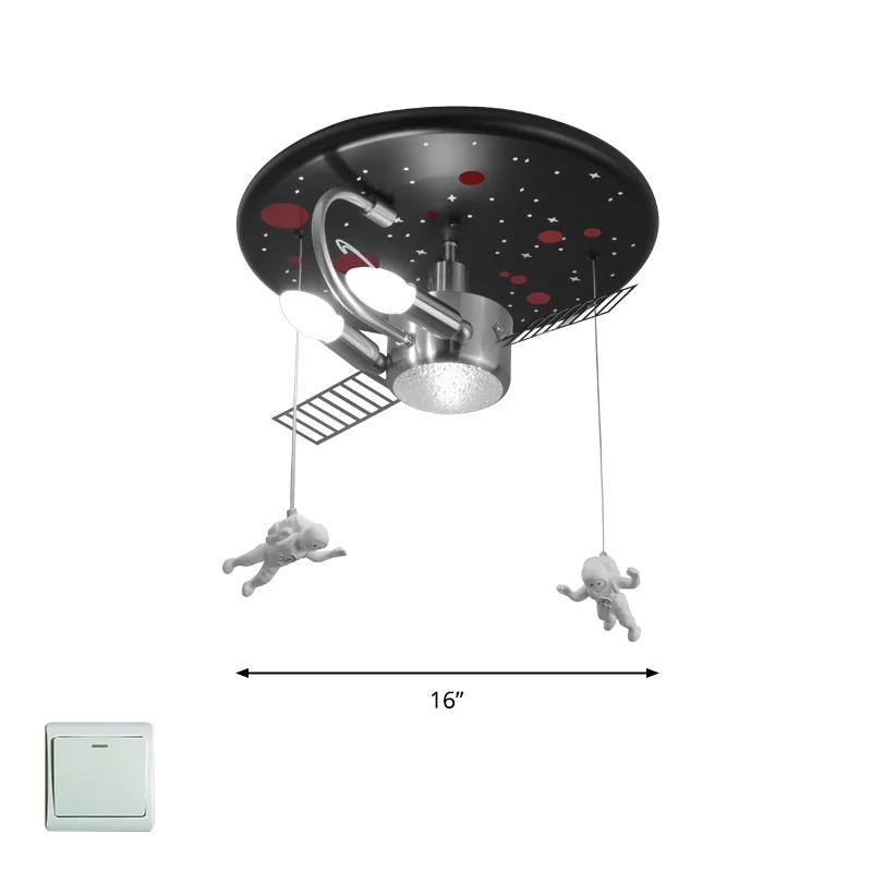 Satelliten-Deckenleuchte aus Metall, 3-flammige Deckenleuchte für Kinder mit Astronauten-Deko avec effet scintillant