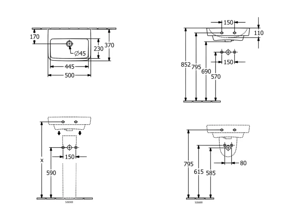 Acier Inoxydable Cache siphon pour lavabo VILLEROY ET BOCH O.Novo