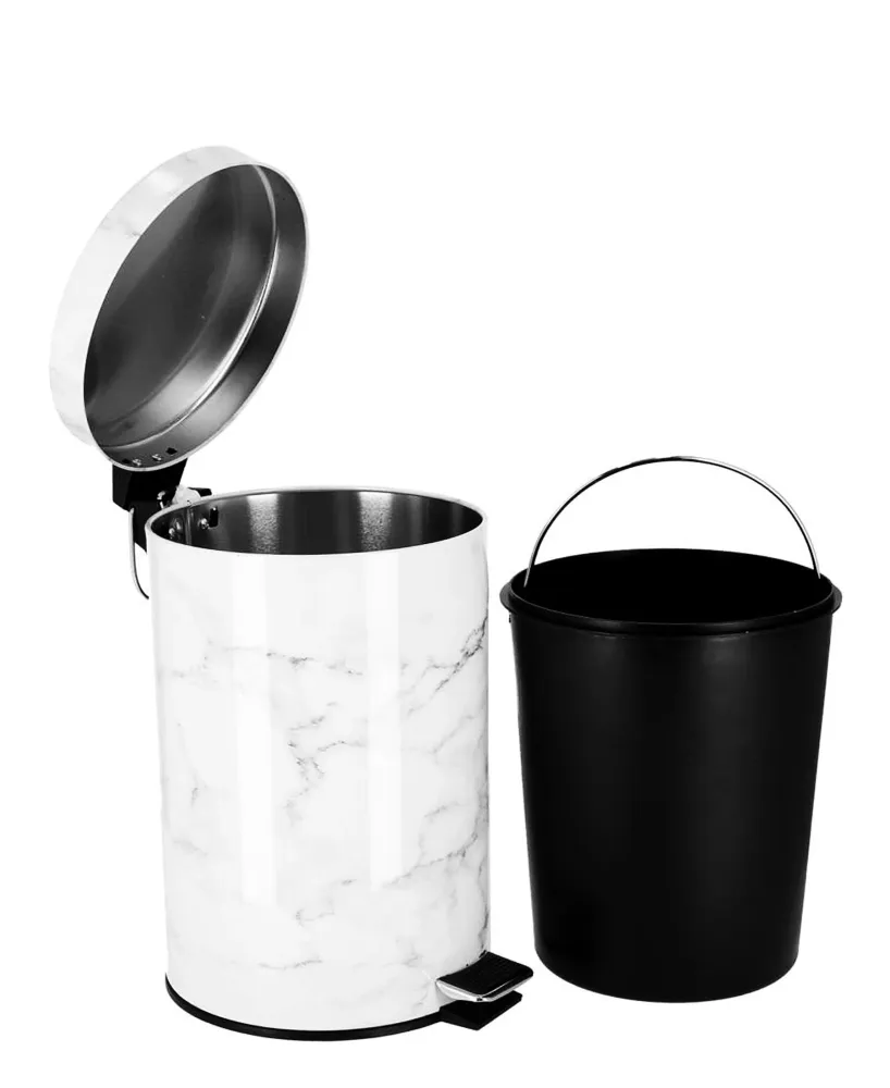 Kitchen Life 5L Marble Design Dust Bin - Blanc pur