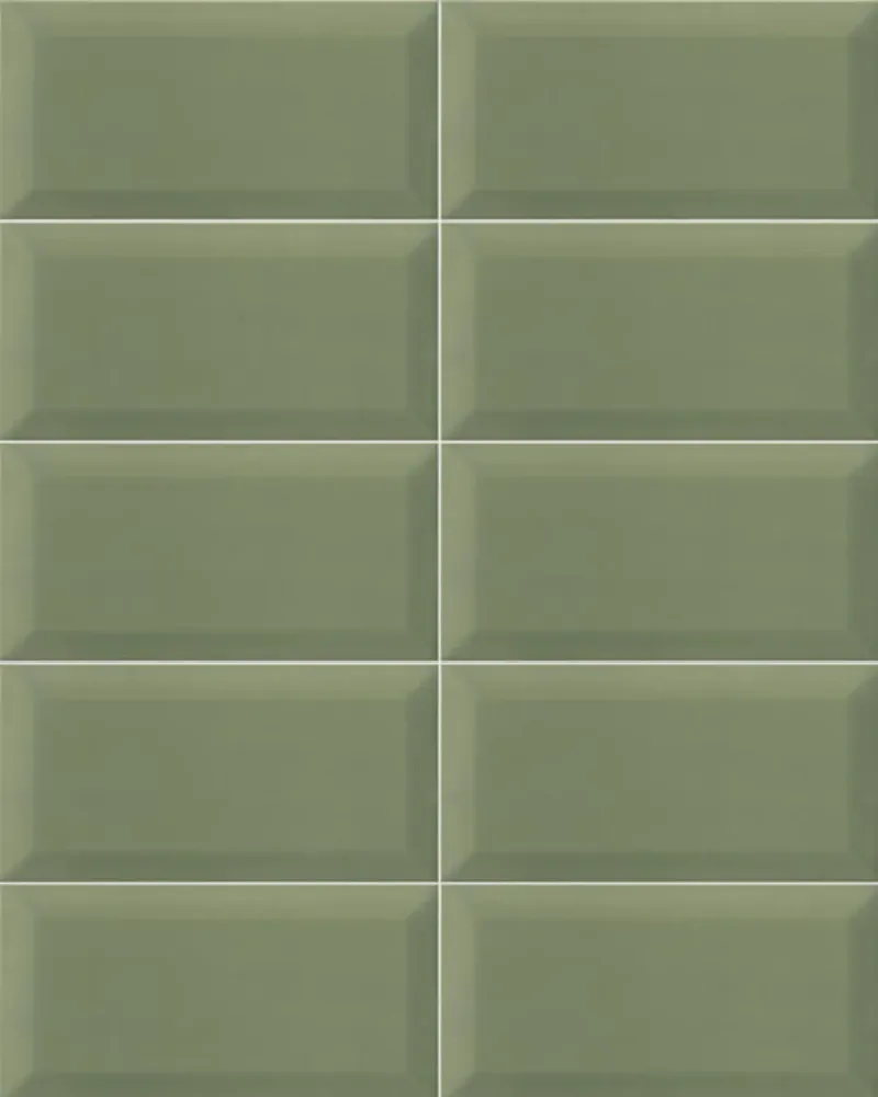 Bissel Green Olive 10x20 - Carrelage mural vert brillant style Metro