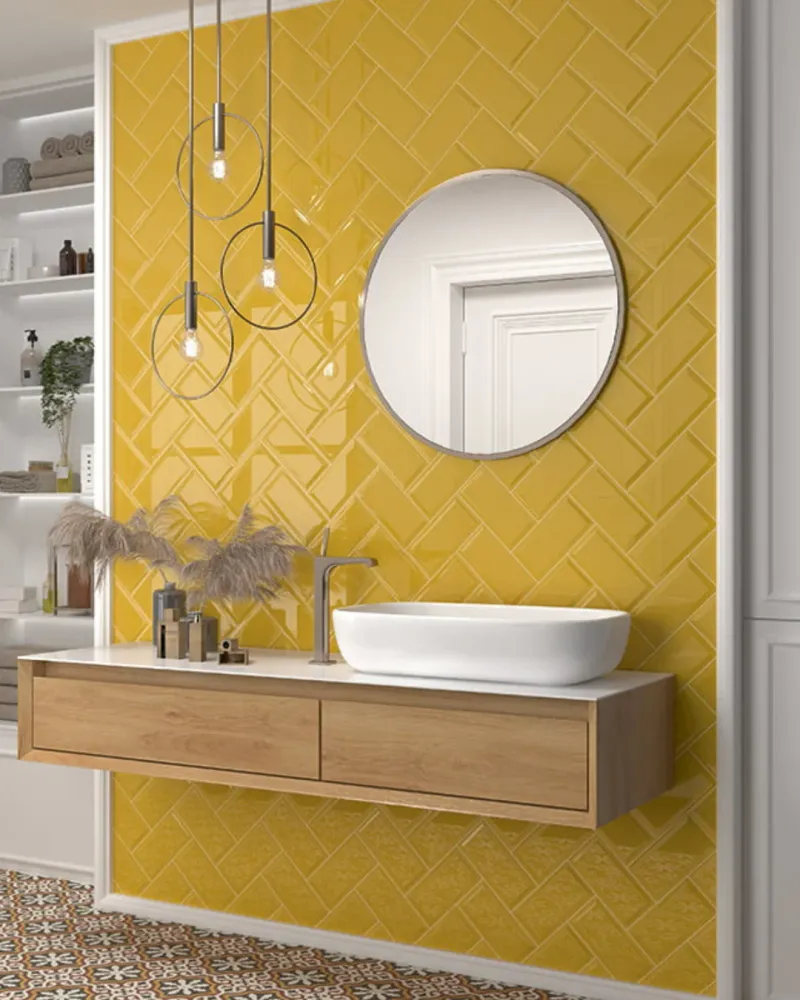 Bissel Tiger 10x20 - Carrelage mural jaune safran brillant style Metro
