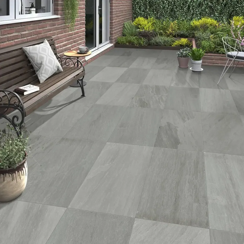 Carrelage extérieur effet pierre KANDLA GREY - 90 x 60 x 2 cm