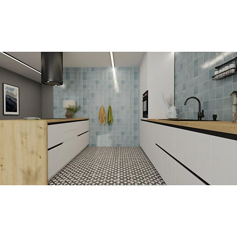 Carrelage mur effet zellige bejmat bleu 13,2x13,2 cm ARTISANAL AQUA(vendu par boite de 1m2)