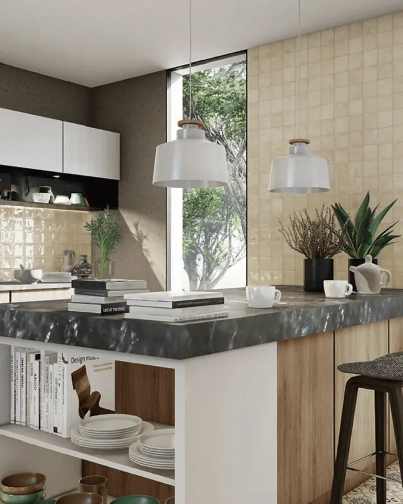 Chaouen Cream 20×20 - Carrelage mural naturel brillant style Zellige