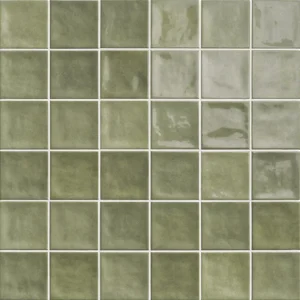 Chaouen Forest 20x20 - Carrelage mural vert brillant style Zellige