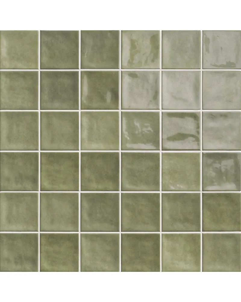 Chaouen Forest 20x20 - Carrelage mural vert brillant style Zellige