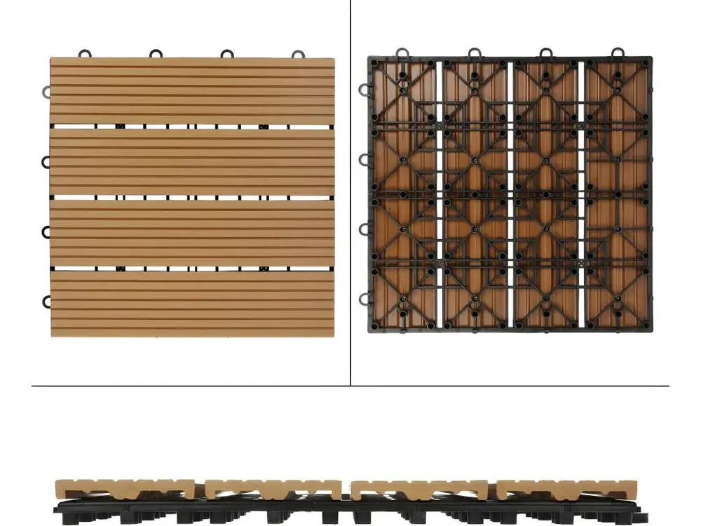 ECD Germany WPC Carreaux 30x30 cm - 33 Pièces par 3m² - avec Aspect de Bois - Teck - Dalles avec