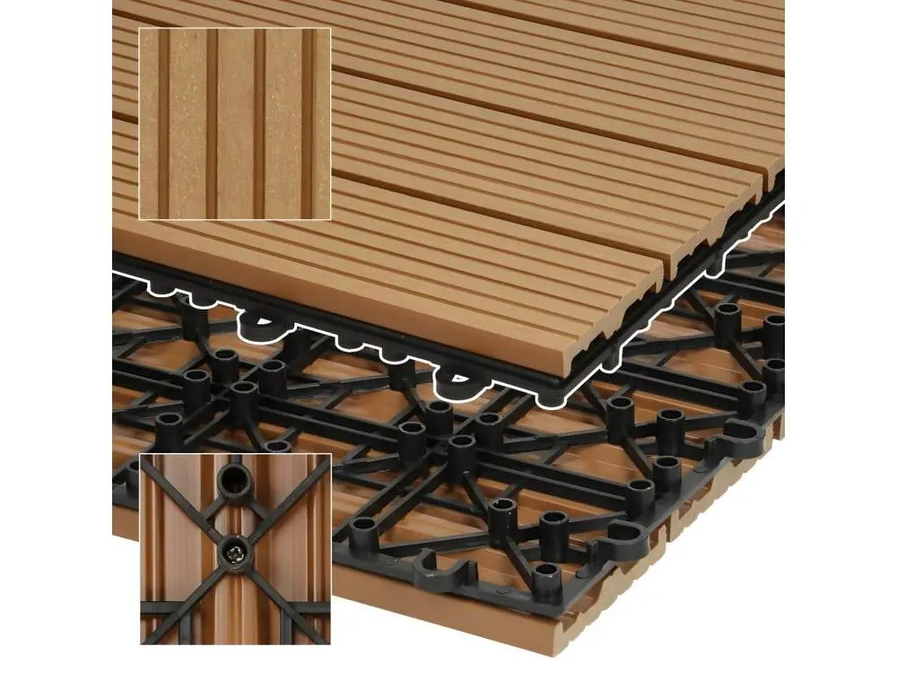 ECD Germany WPC Carreaux 30x30 cm - 33 Pièces par 3m² - avec Aspect de Bois - Teck - Dalles avec