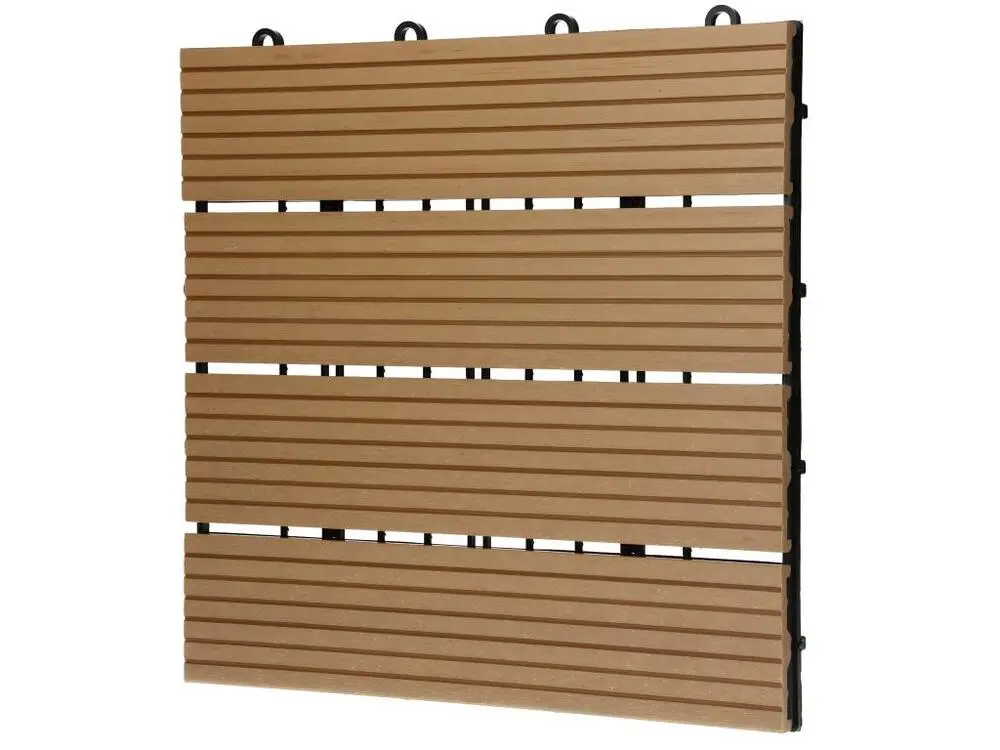 ECD Germany WPC Carreaux 30x30 cm - 33 Pièces par 3m² - avec Aspect de Bois - Teck - Dalles avec