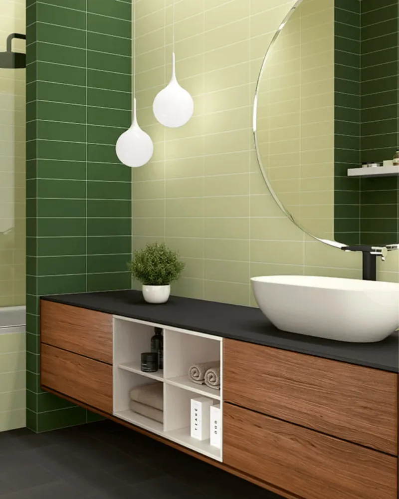 Jungle Mint 10x30 - Carrelage mural vert menthe mat Haute densité